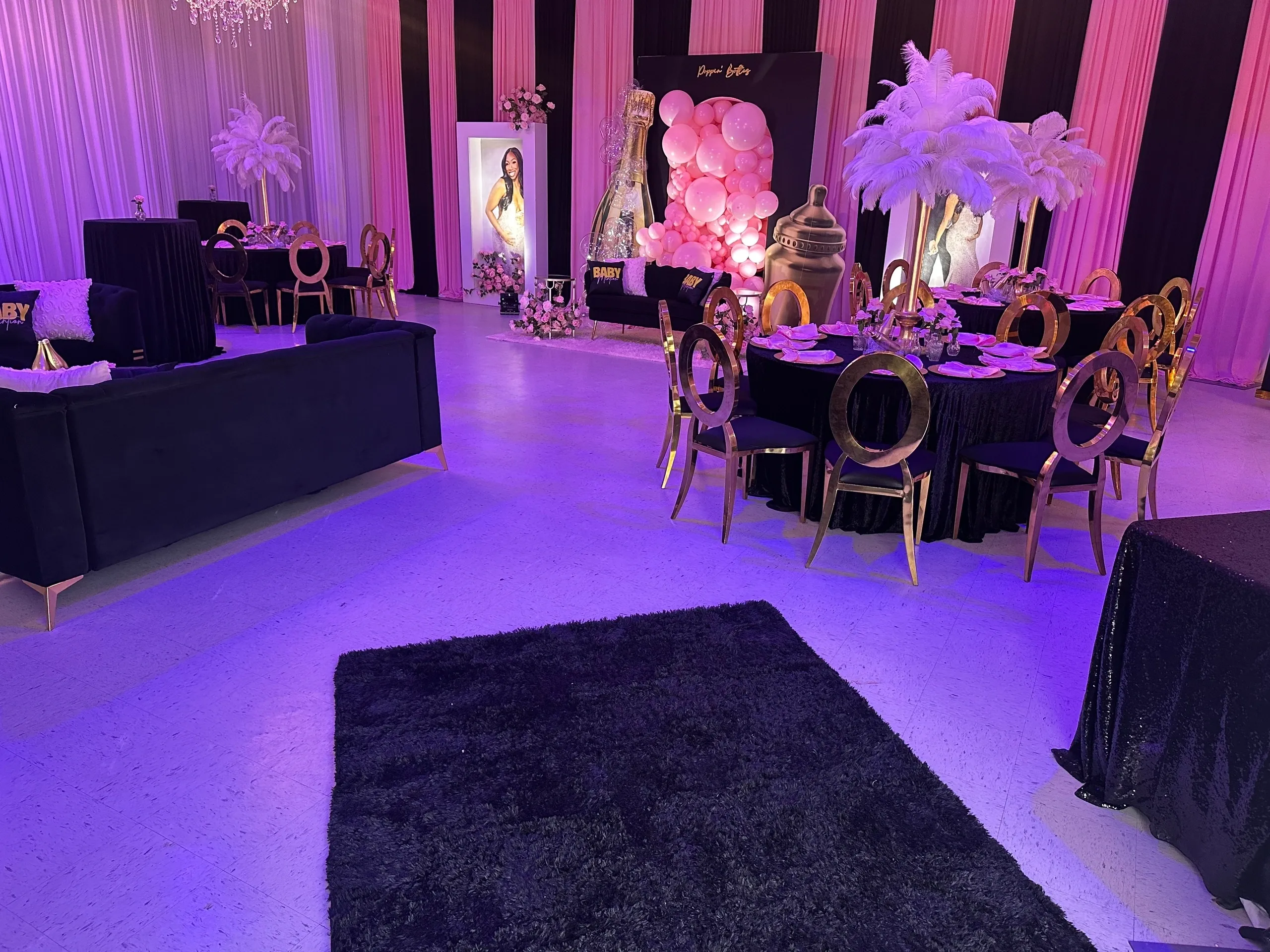 Luxurious party setup with feather decor