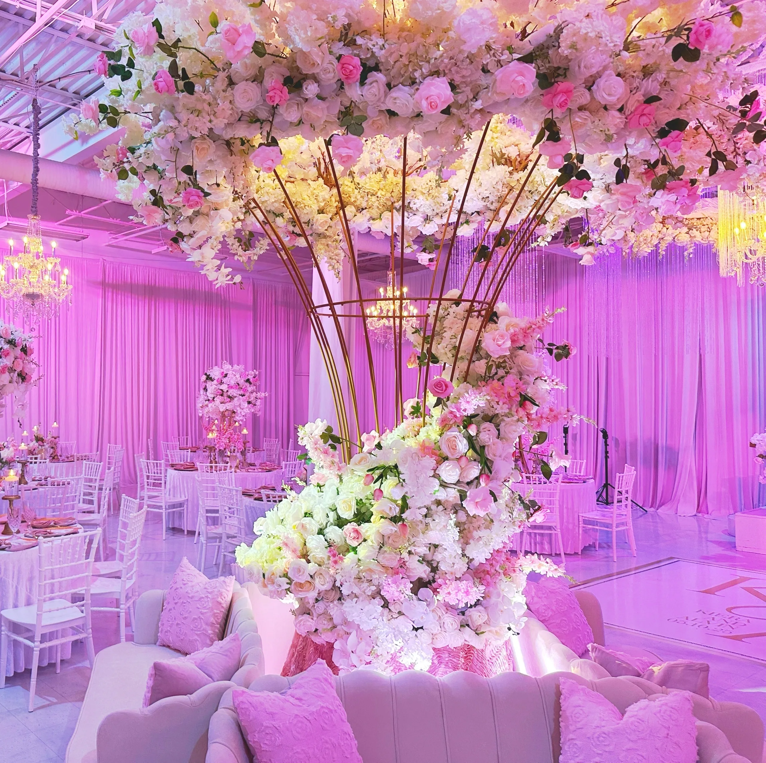 Lavish pink floral wedding decor